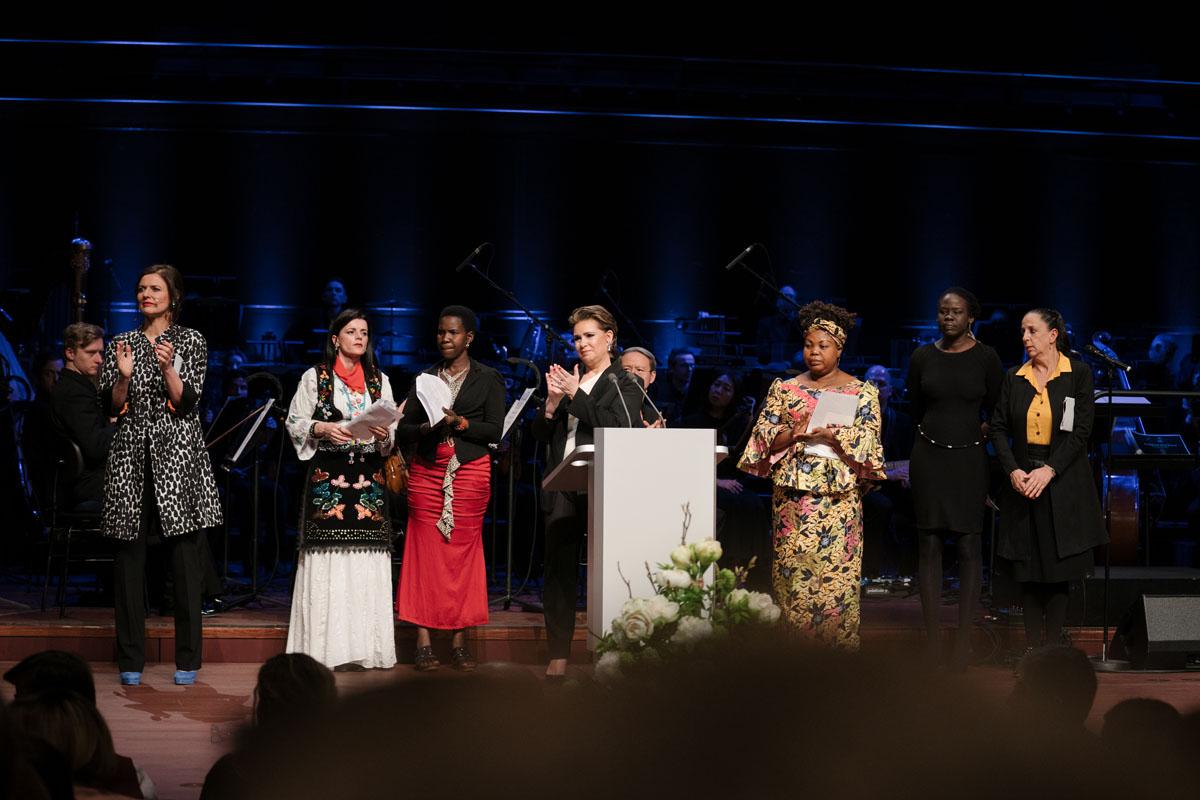 The Grand Duchess on stage during the gala reception of the International Forum "Stand Speak Rise Up!