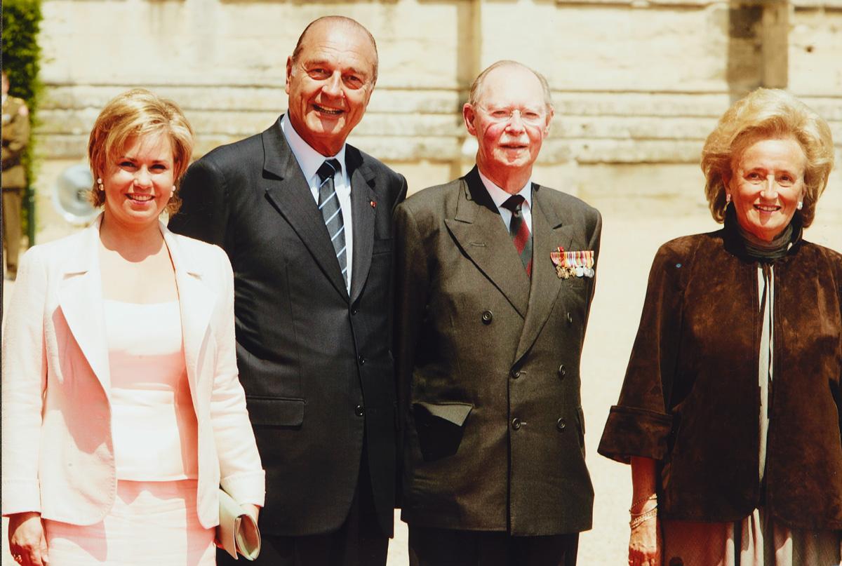 Le Grand-Duc Jean, la Grande-Duchesse Maria Teresa accompagnée de Jacques et Bernadette Chirac
