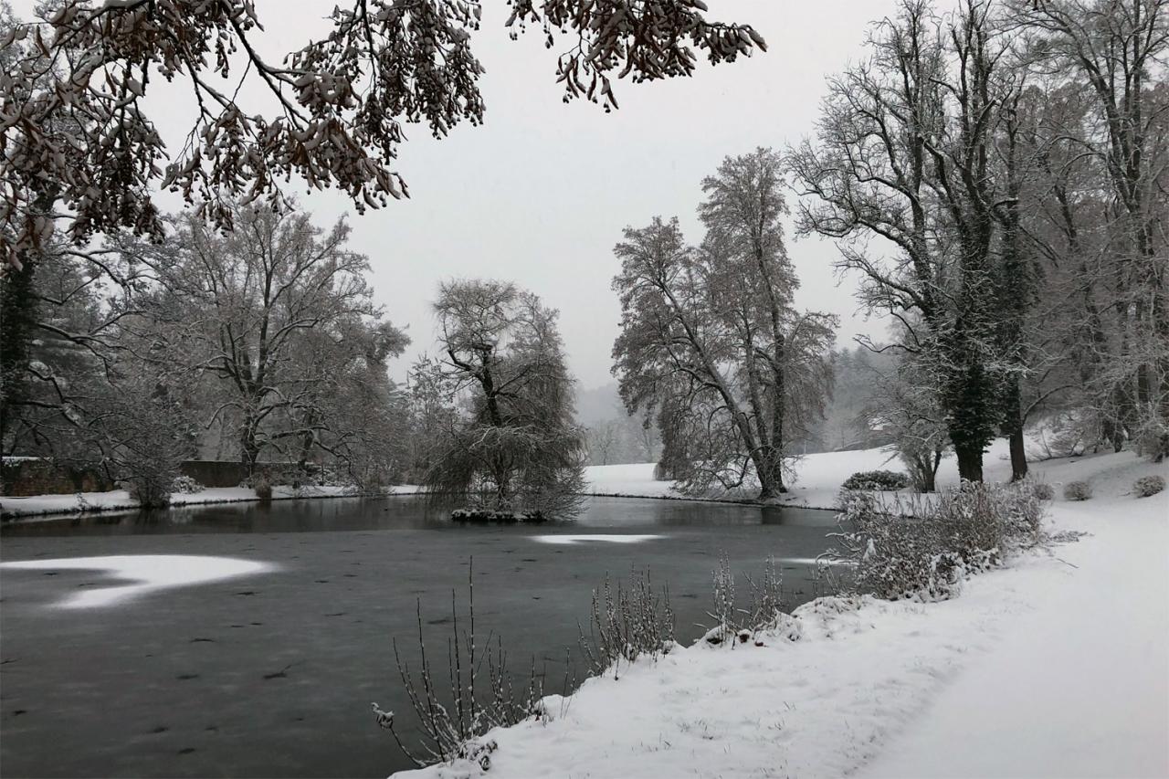 Schloss Berg unter einer Schneedecke