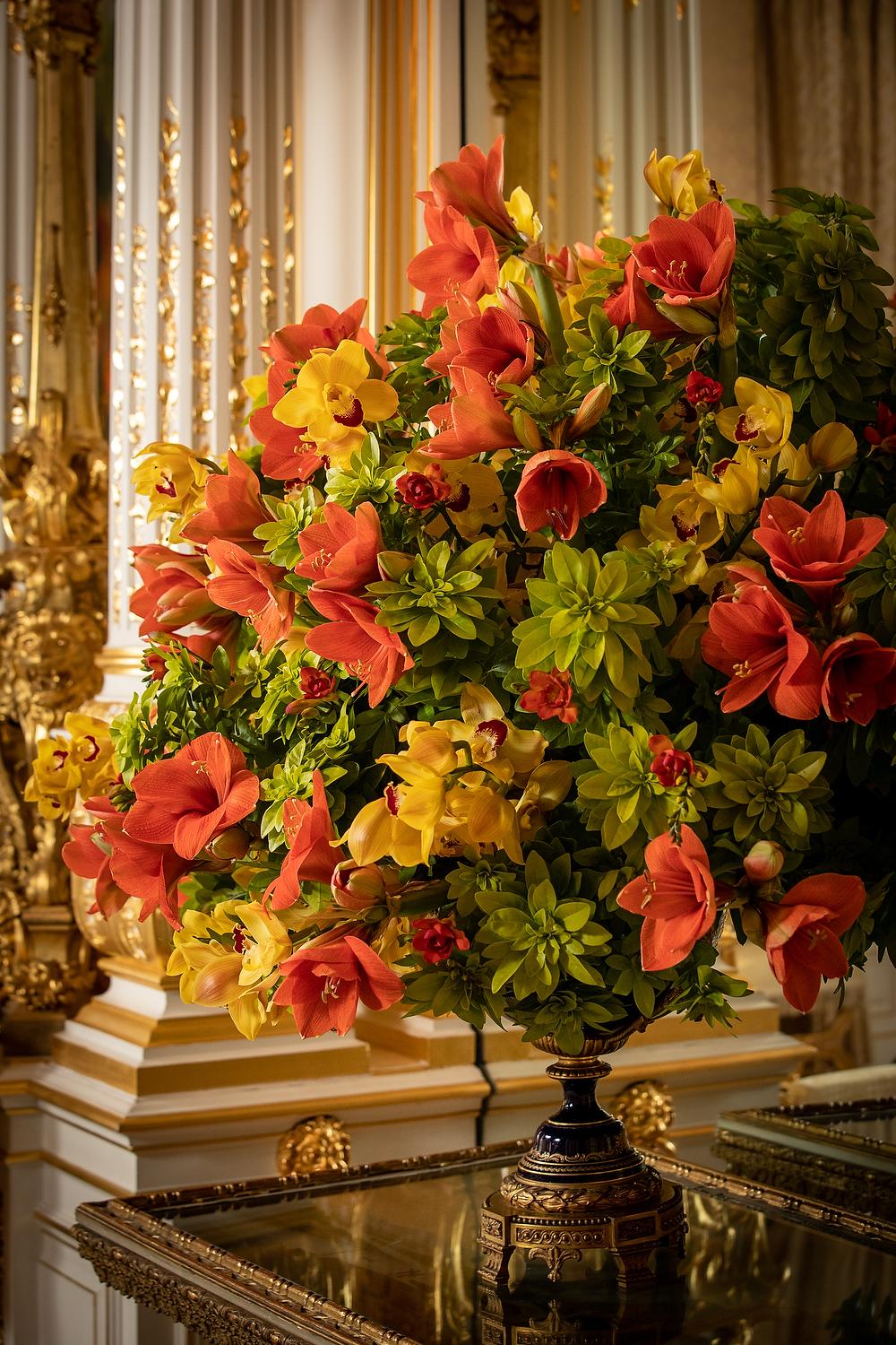 Composition florale créée pour la réception du Nouvel An au Palais grand-ducal