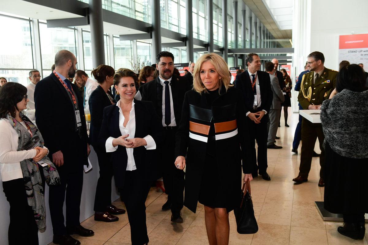 The Grand Duchess and Madame Brigitte Macron, wife of the President of the French Republic, at the International Forum "Stand Speak Rise Up!"