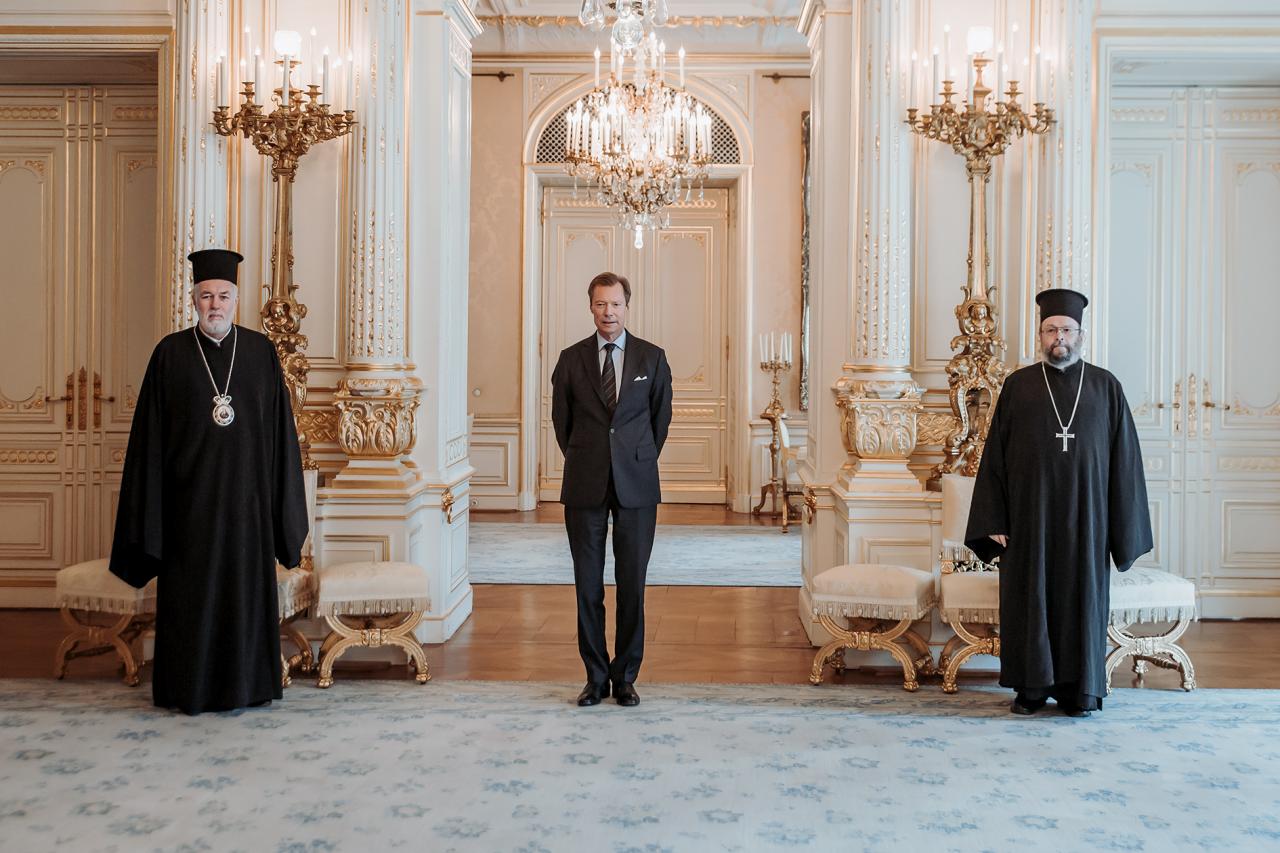 Photo d'audience - Son Eminence le Métropolite Athénagoras de Belgique et le Père Panagiotis Moschonas, Curé de la Cathédrale orthodoxe au Luxembourg, Vicaire Episcopal