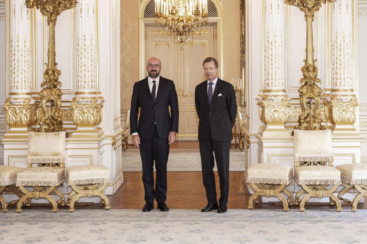 Le Grand-Duc et M. Charles Michel lors de la photo officielle