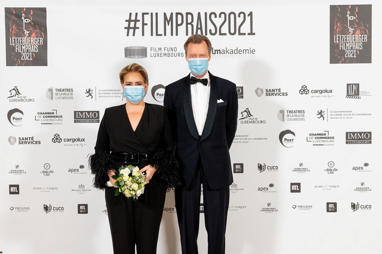 Le Couple grand-ducal lors du photocall Filmpräis 2021