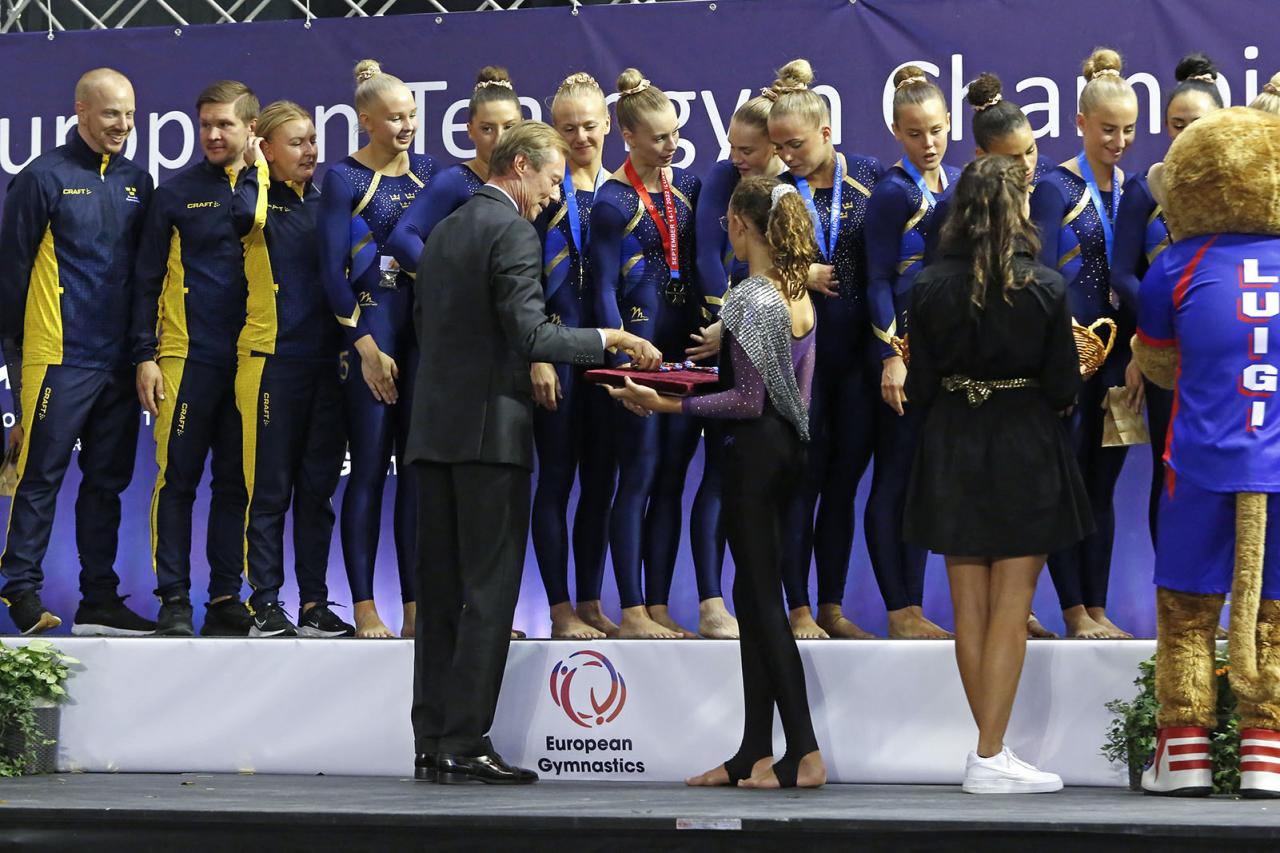 Le Grand-Duc remet la médaille aux gymnastes suédoises