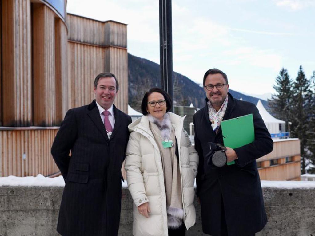 Le Prince et les Ministres Bettel et Backes à Davos
