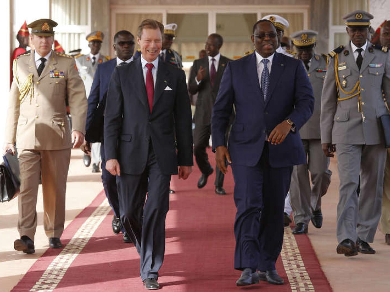 De Grand-Duc an de President Macky Sall bei enger offizieller Visitt vum Grand-Duc am Senegal am Januar 2018