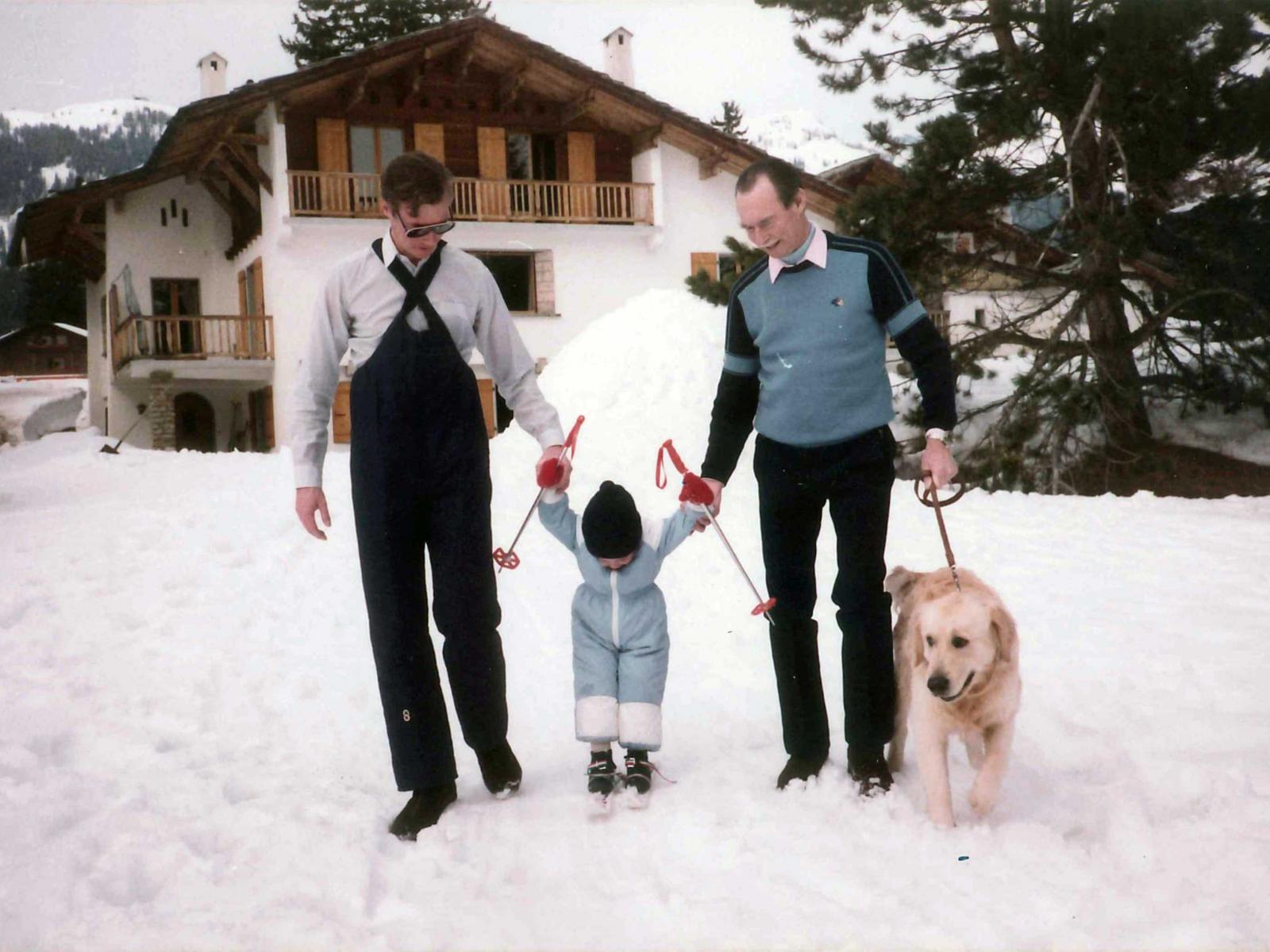 Three generations on a ski holiday in 1983 