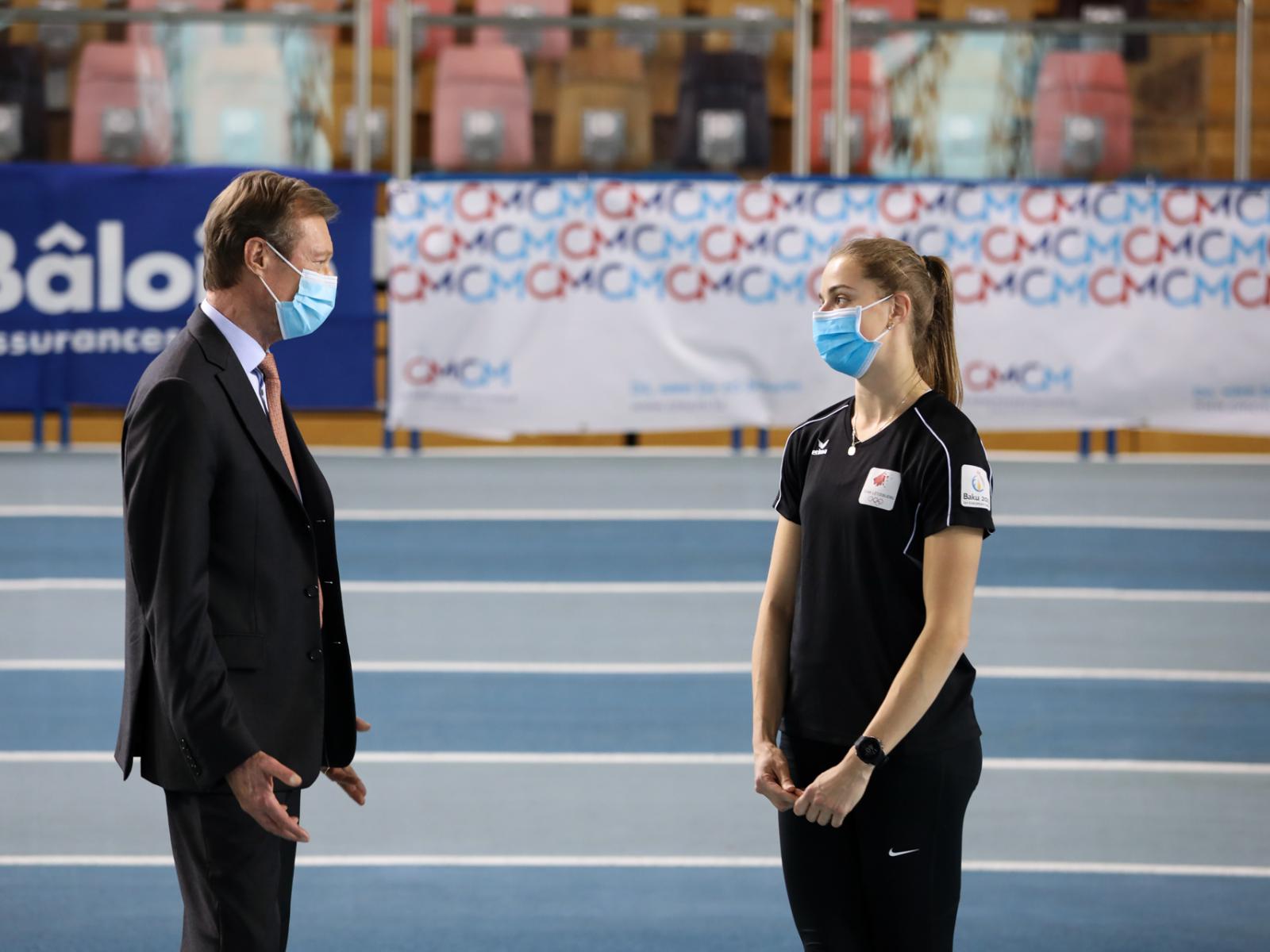 Le Grand-Duc assiste à l'entraînement des athlètes luxembourgeois au Centre National Culturel et Sportif d’Coque
