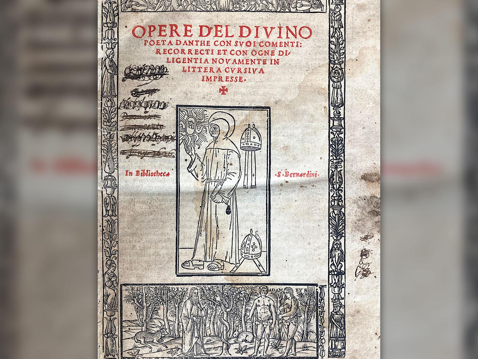 Une page du livre de Dante la "Divine Comédie"