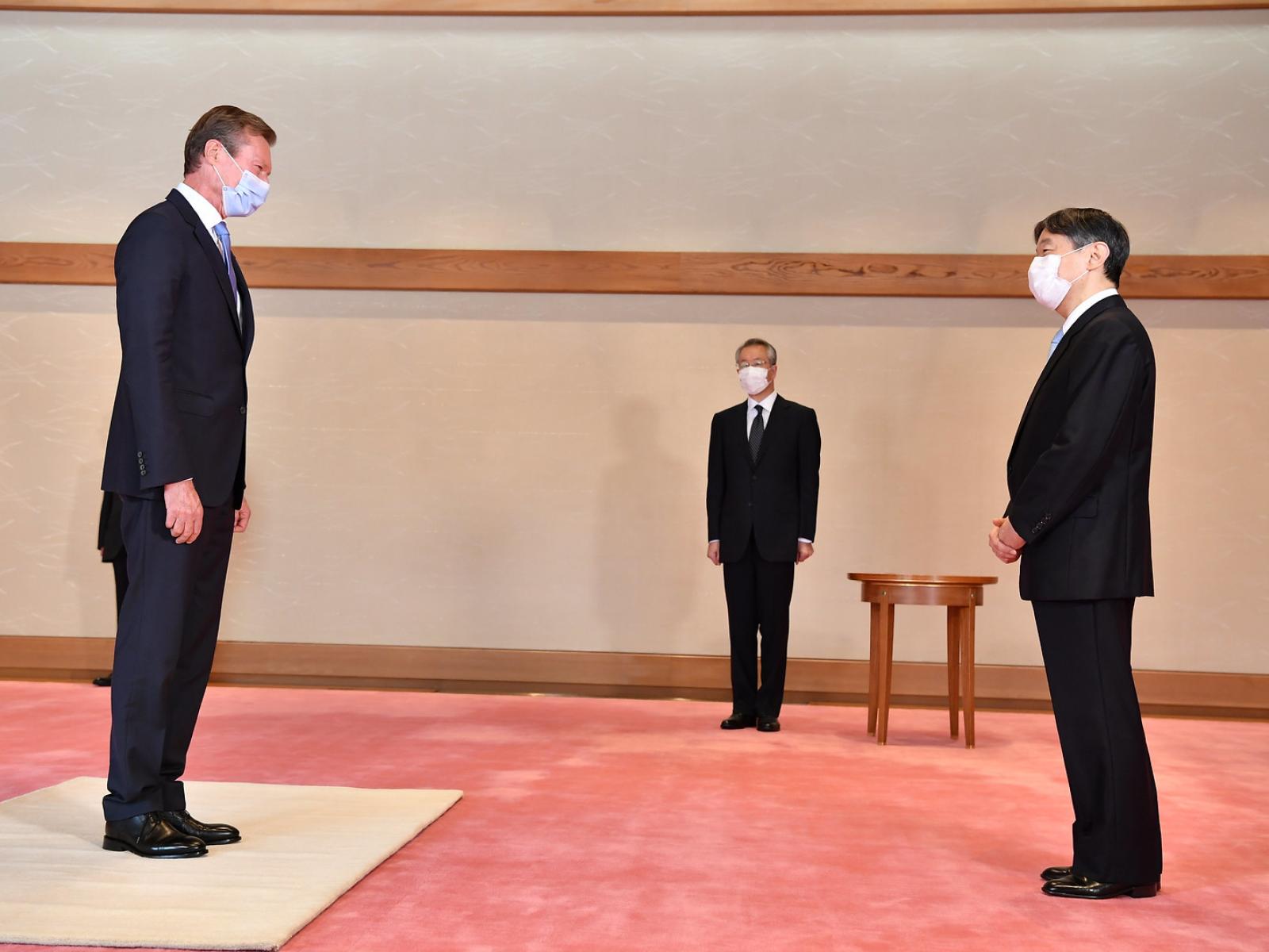 S.A.R. le Grand-Duc et S.M. l'Empereur du Japon lors de l'audience au Palais Impérial