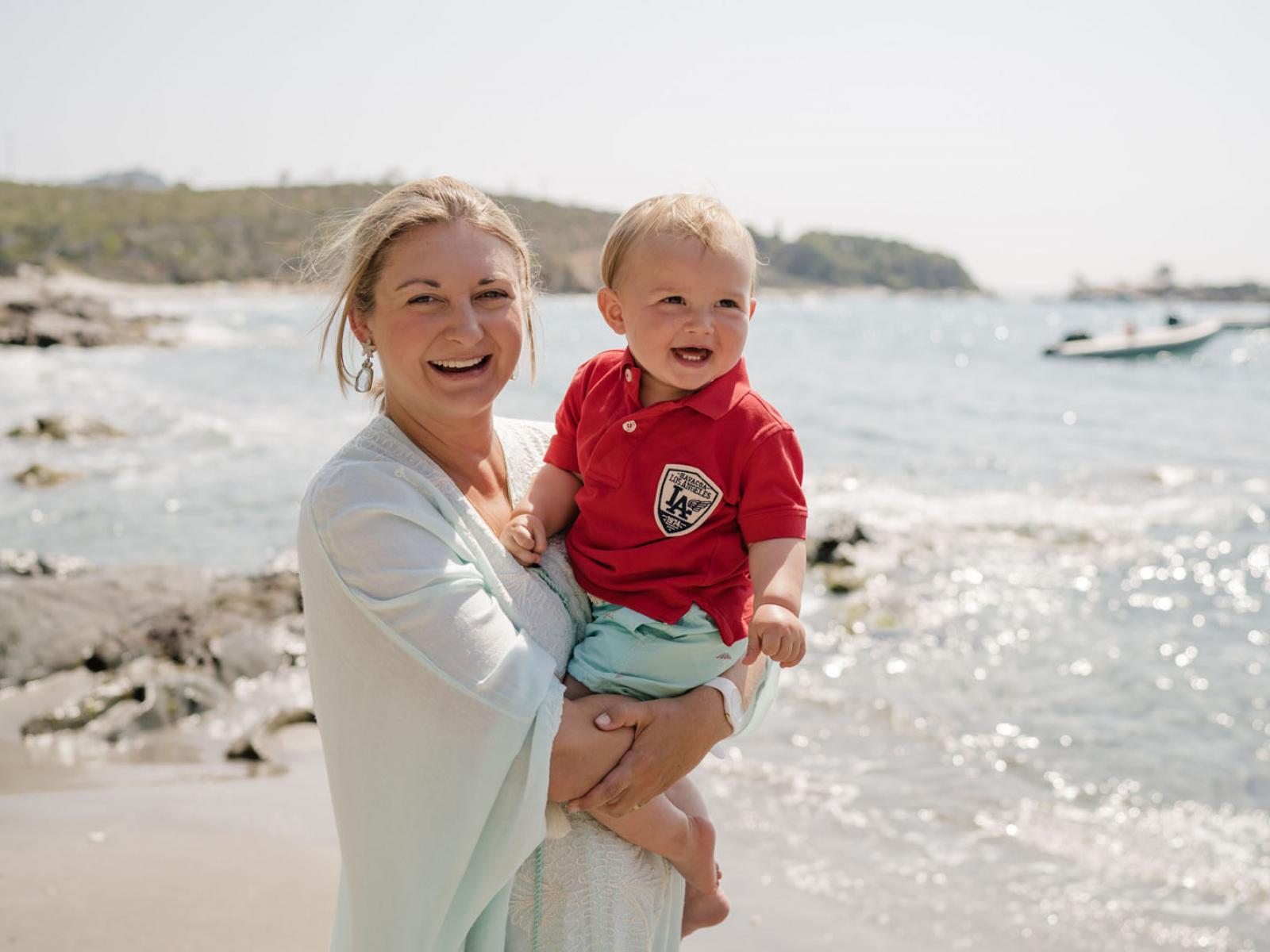 Princess Stephanie and Prince Charles on the beach