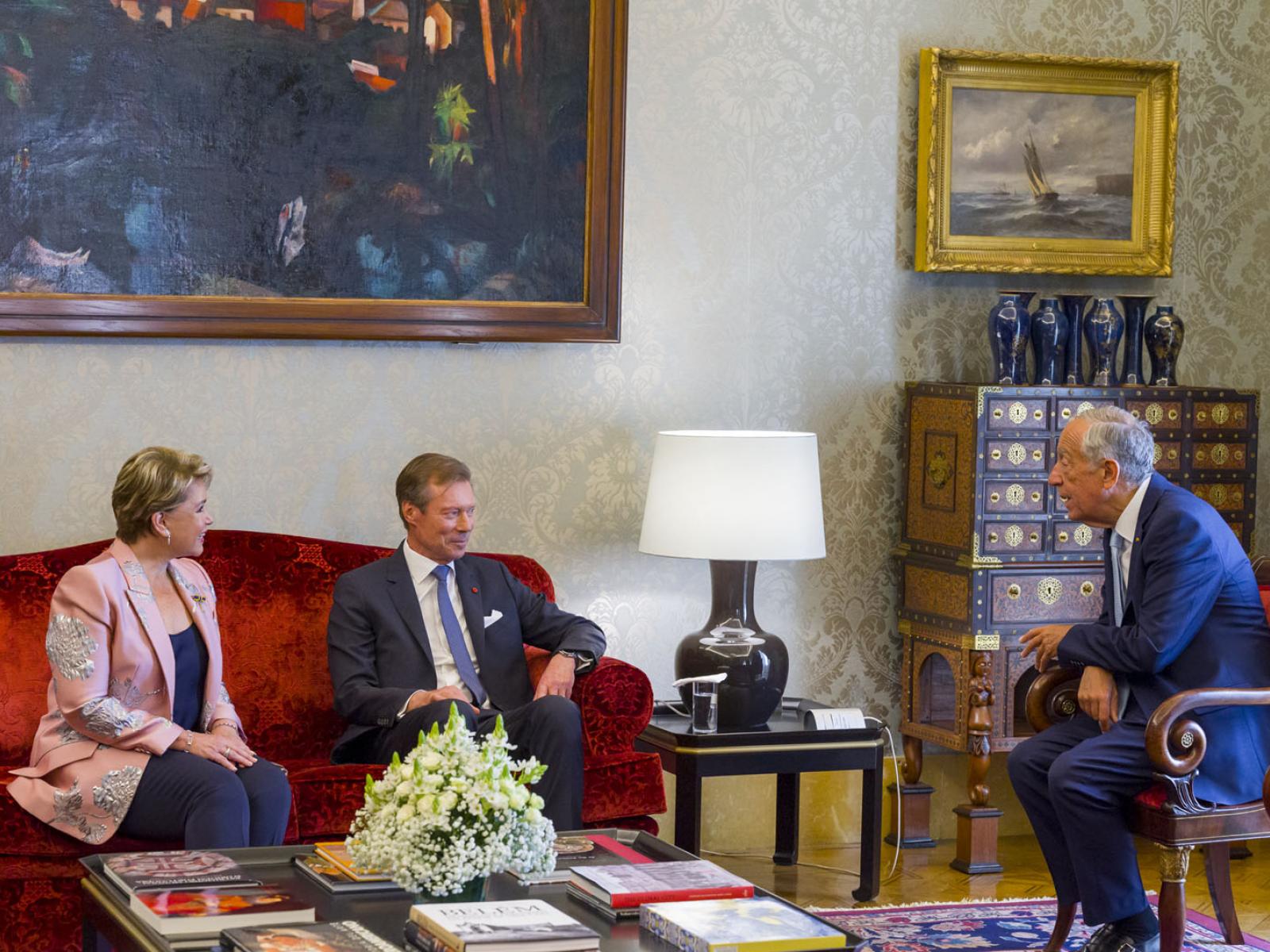 Le Couple grand-ducal s'entretient avec le président portugais