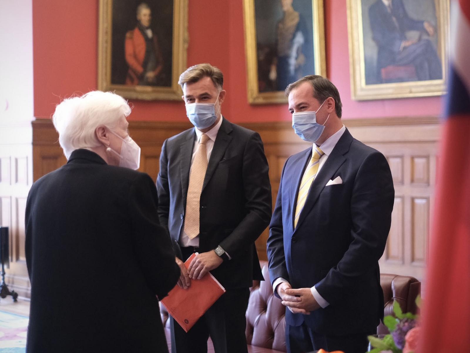 The Crown Prince and the Minister greet the Lieutenant Governor