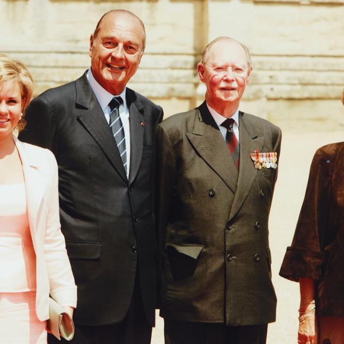 Le Grand-Duc Jean, la Grande-Duchesse Maria Teresa accompagnée de Jacques et Bernadette Chirac