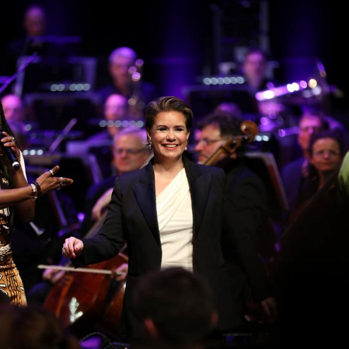 The Grand Duchess on stage during the gala reception of the International Forum "Stand Speak Rise Up!