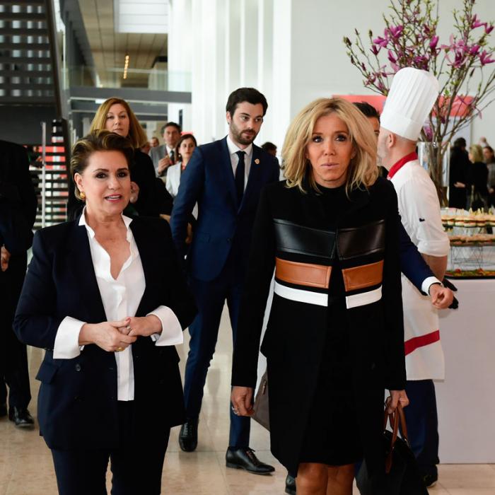 The Grand Duchess and Madame Brigitte Macron, wife of the President of the French Republic, at the International Forum "Stand Speak Rise Up!"