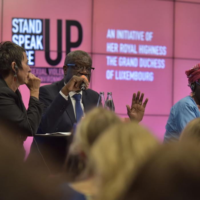 Dr. Mukwege during a workshop of the International Forum "Stand Speak Rise Up!