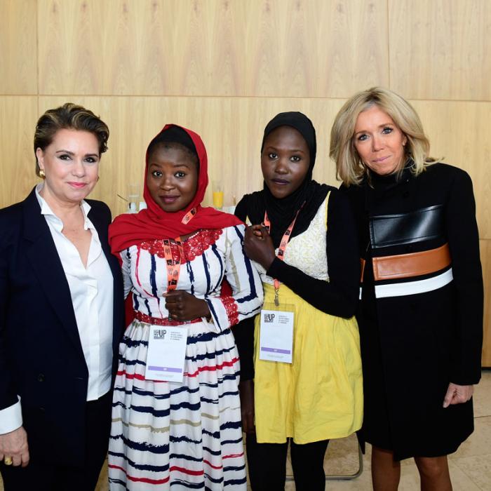 The Grand Duchess and Madame Brigitte Macron meet survivors