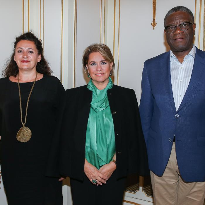 Stand Speak Rise Up working meeting with Dr Mukwege and Céline Bardet.