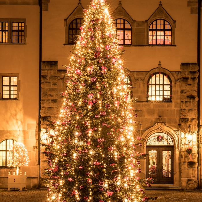 Weihnachtsdekorationen auf Schloss Berg