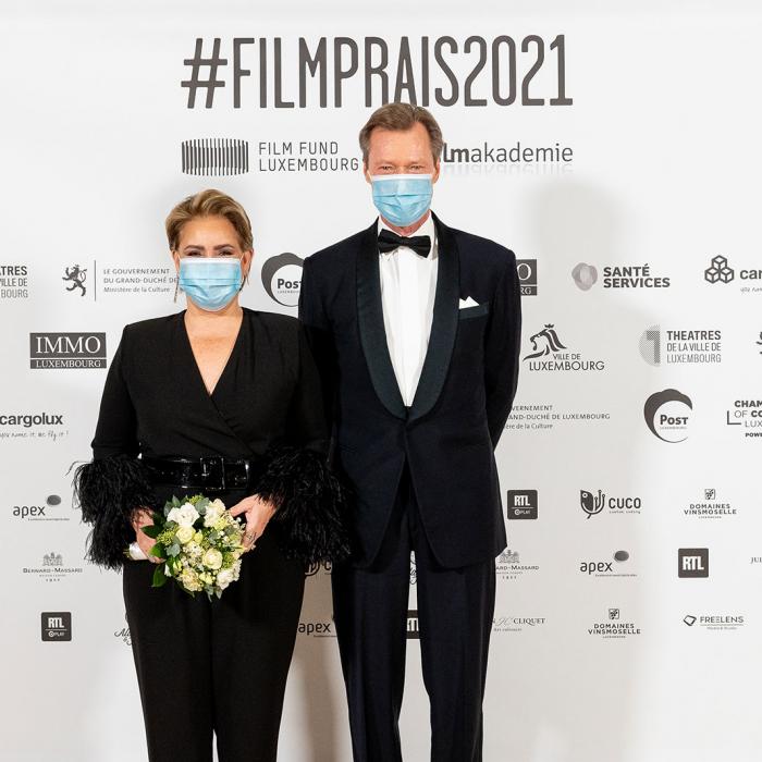 Le Couple grand-ducal lors du photocall Filmpräis 2021