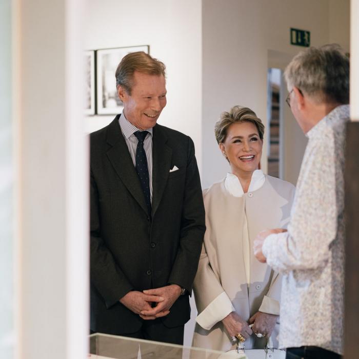 Le Couple grand-ducal échange avec Monsieur Marcel Lorenzini