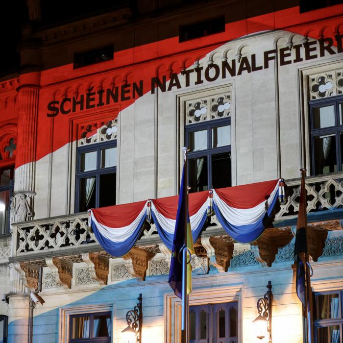 La Chambre des députés a été illuminée spécialement pour la Fête Nationale