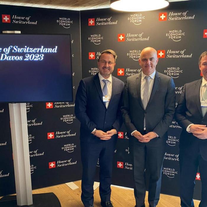 Le Prince Guillaume et Xavier Bettel avec S.E.M. Alain Berset