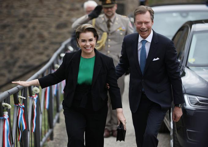 Le Grand-Duc et la Grande-Duchesse lors de leur visite à Bourscheid