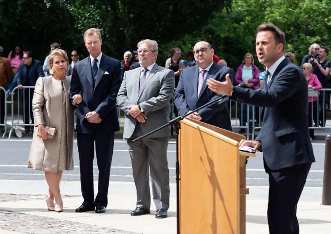Le Couple grand-ducal lors de l'inauguration du monument « Kaddish » à la mémoire des victimes de la Shoah Luxembourg