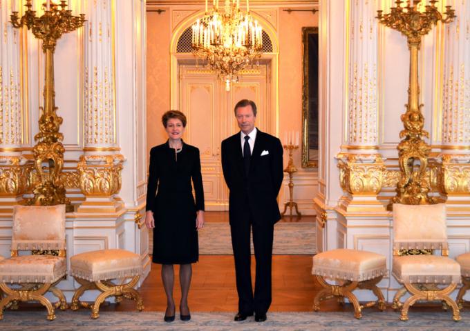 Photo de S.A.R. Le Grand-Duc avec Son Excellence Madame Simonetta Sommaruga