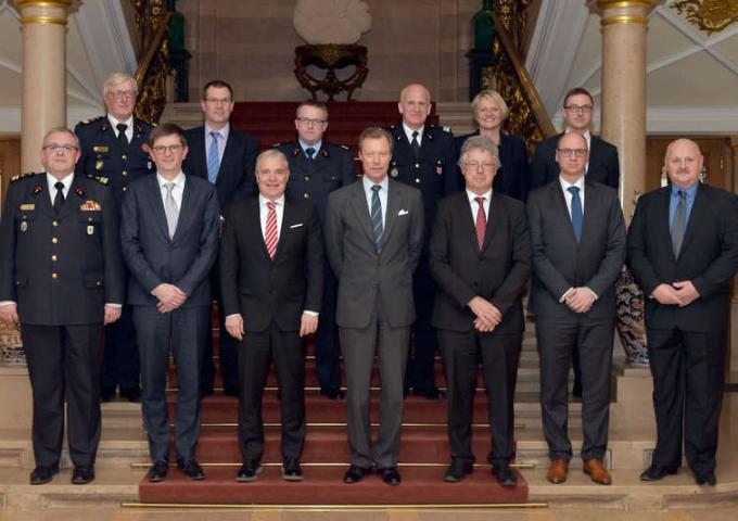 Photo de groupe - Audience d'une délégation du corps grand-ducal d’incendie et de secours