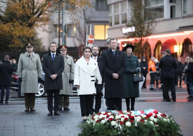 Le Couple grand-ducal lors de la cérémonie du centenaire de l’Armistice à la « Gëlle Fra »