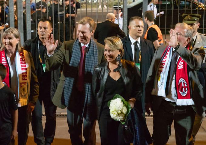 Le Couple grand-ducal lors de l'arrivée au Stade Josy Barthel