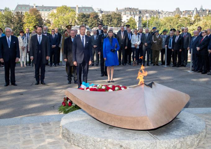 Le Grand-Duc lors des festivités, organisées à l’occasion du 75e anniversaire de la libération de la ville de Luxembourg.