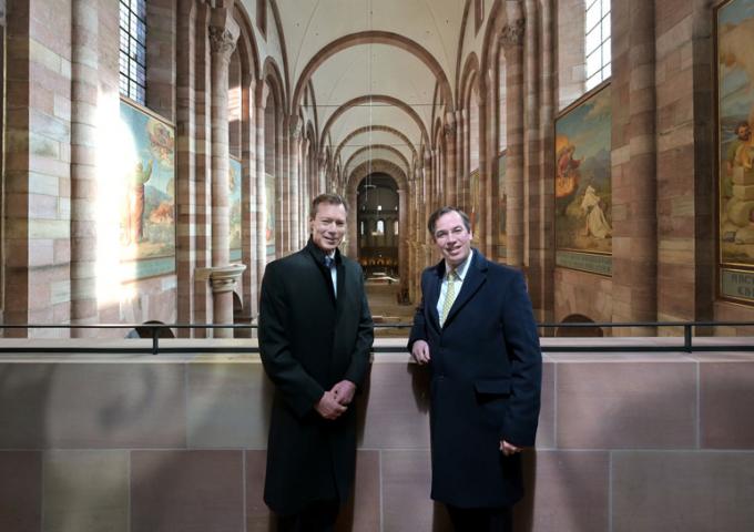 Le Grand-Duc et le Prince héritier lors de la visite de la cathédrale de Spire