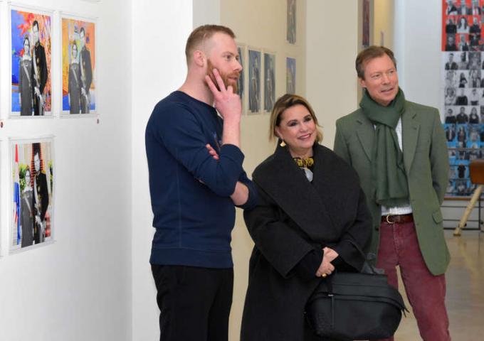 Le Couple grand-ducale lors de la visite de l’exposition de Jacques Schneider