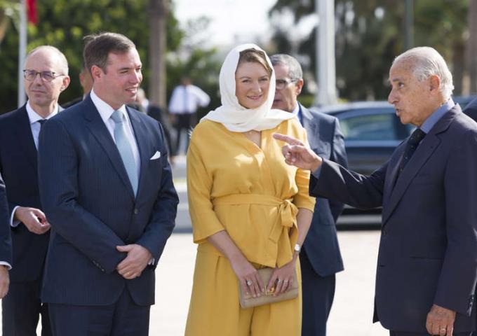 Le Couple héritier lors de la visite du Mausolée Mohammed V