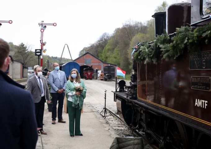 La Princesse Stéphanie lors du baptême de la locomotive AES-5