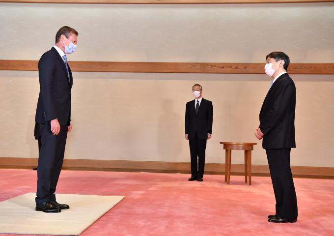S.A.R. le Grand-Duc et S.M. l'Empereur du Japon lors de l'audience au Palais Impérial