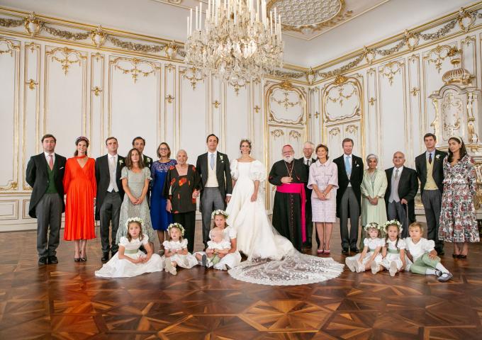 Photo de famille au mariage de S.A.S. la Princesse Annunciata avec M. Musini