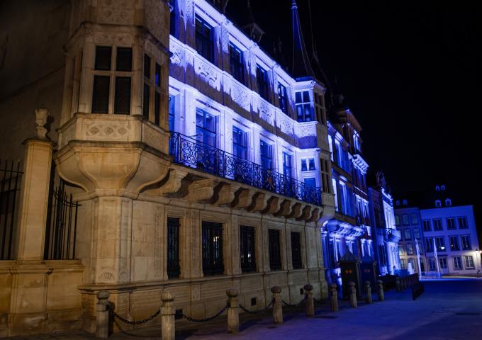 Le Palais grand-ducal illuminé en bleu