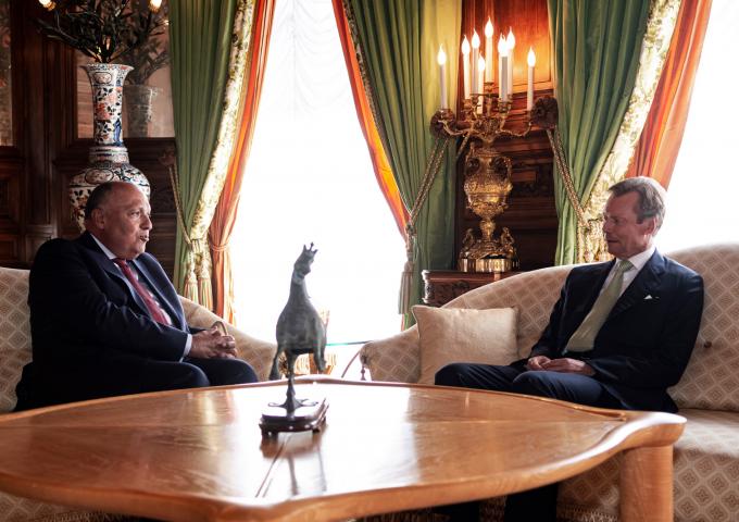 Le Grand-Duc et S.E.M. Sameh Choukri en pleine discussion